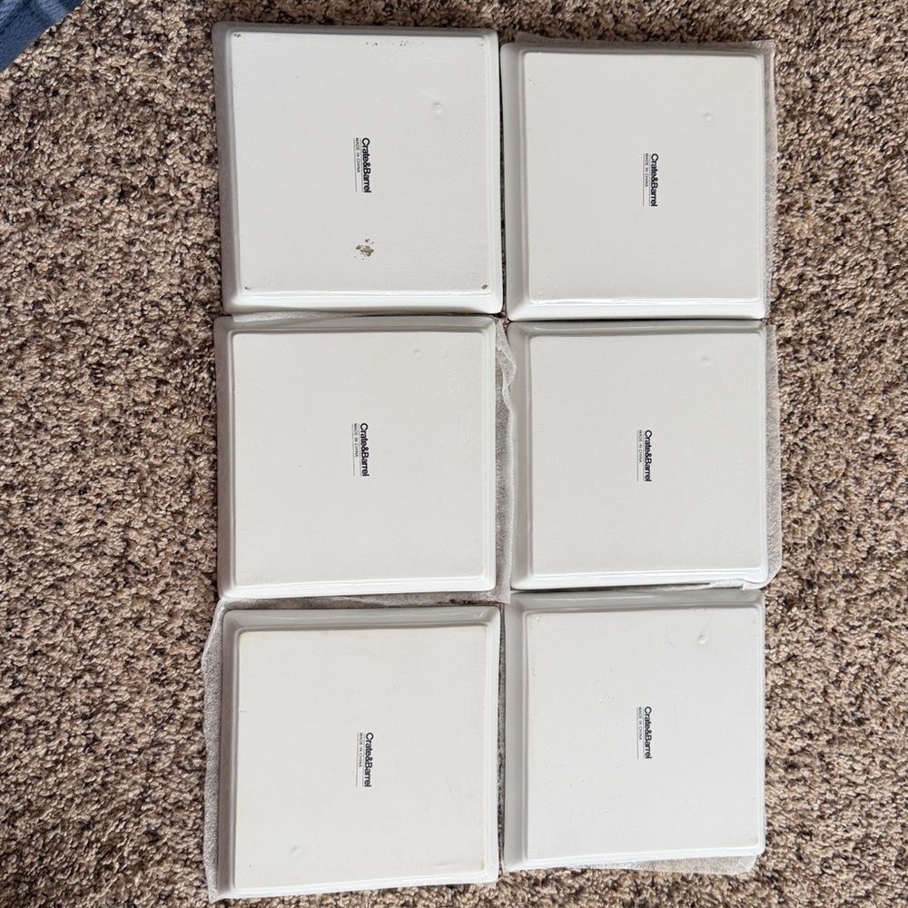 Crate&Barrel Travel Plates Set City Scenes Square Appetizer Plates Set of 6 - Picture 8 of 11